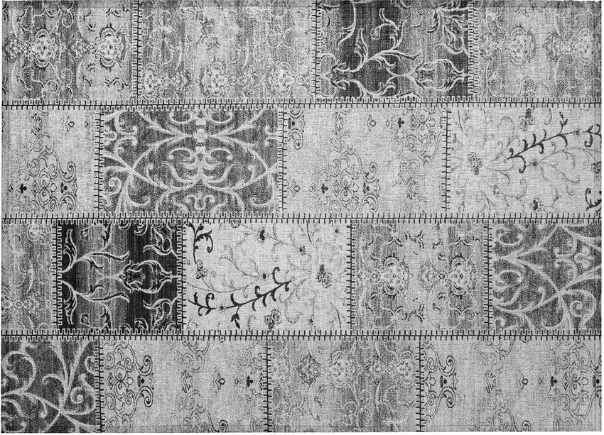 Gray Patchwork Washable Non Skid Indoor Outdoor Area Rug Photo 5