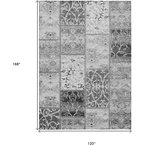 Gray Patchwork Washable Non Skid Indoor Outdoor Area Rug Photo 7