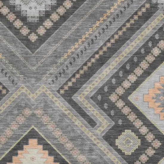 Gray Peach And Silver Tribal Washable Area Rug With UV Protection Photo 2