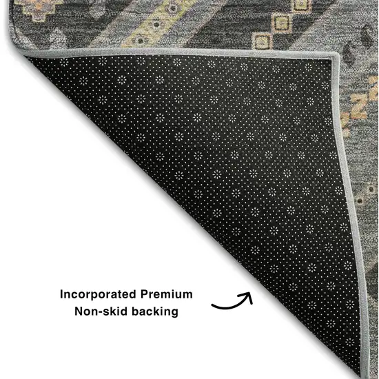 Gray Peach And Silver Tribal Washable Area Rug With UV Protection Photo 5