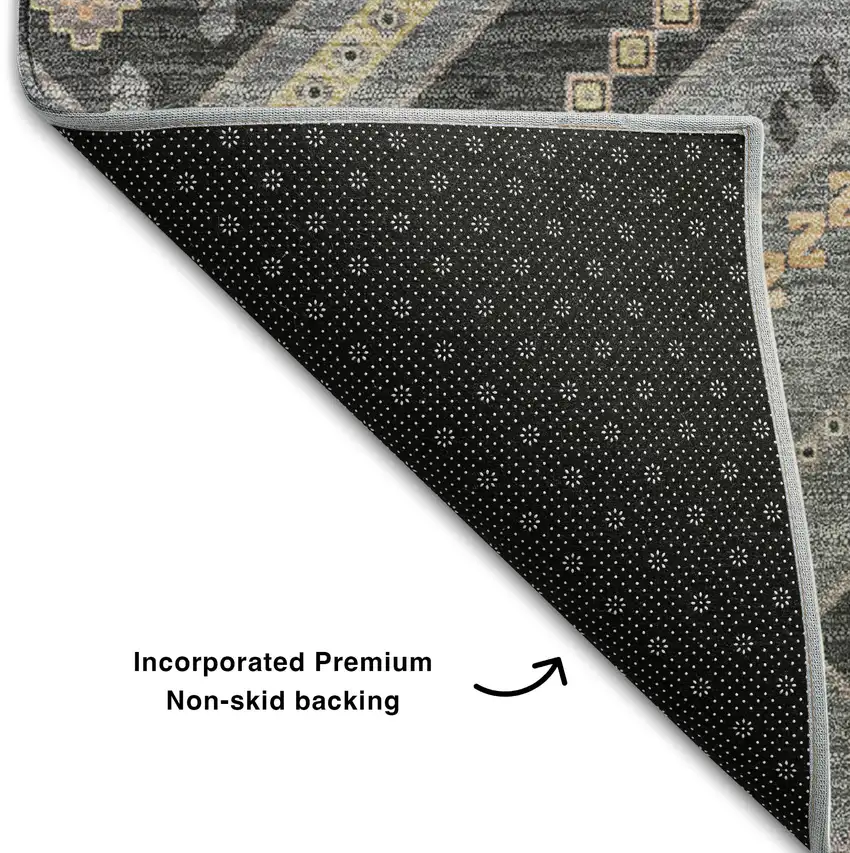 Gray Peach And Silver Tribal Washable Area Rug With UV Protection Photo 5