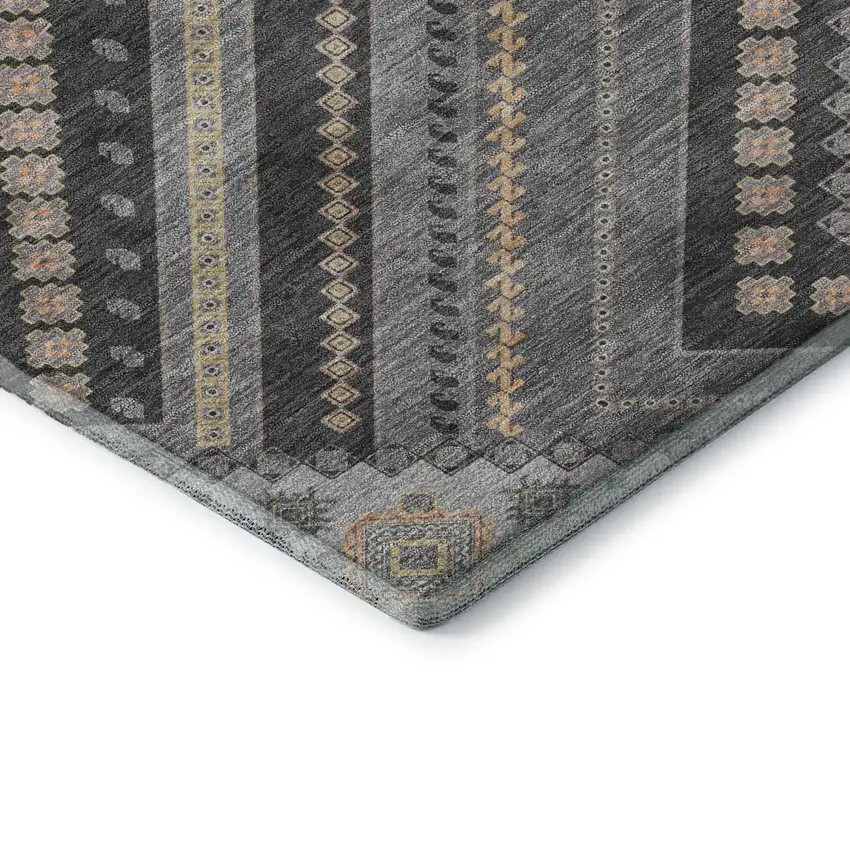 Gray Peach And Silver Tribal Washable Area Rug With UV Protection Photo 6