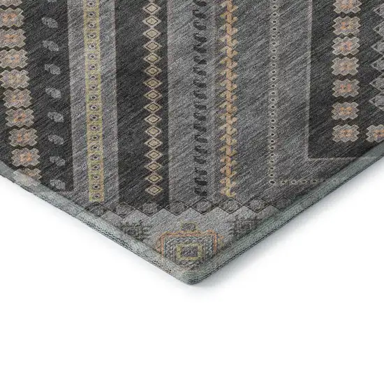 Gray Peach And Silver Tribal Washable Area Rug With UV Protection Photo 7
