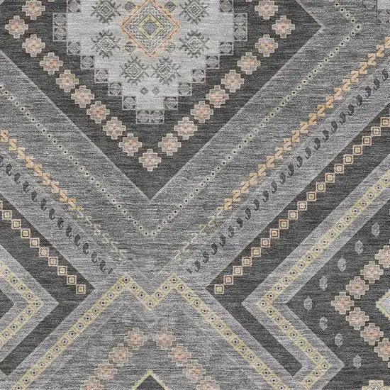 Gray Peach And Silver Tribal Washable Area Rug With UV Protection Photo 2
