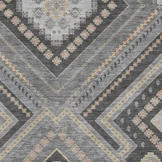 Gray Peach And Silver Tribal Washable Area Rug With UV Protection Photo 2