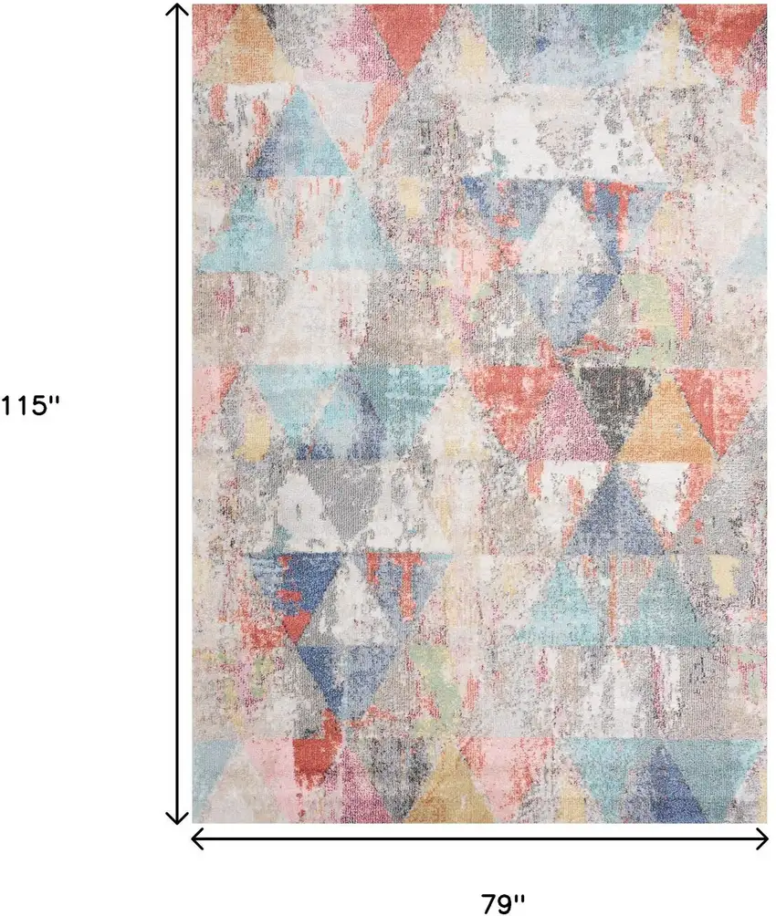 Gray Pink And Blue Geometric Area Rug Photo 3