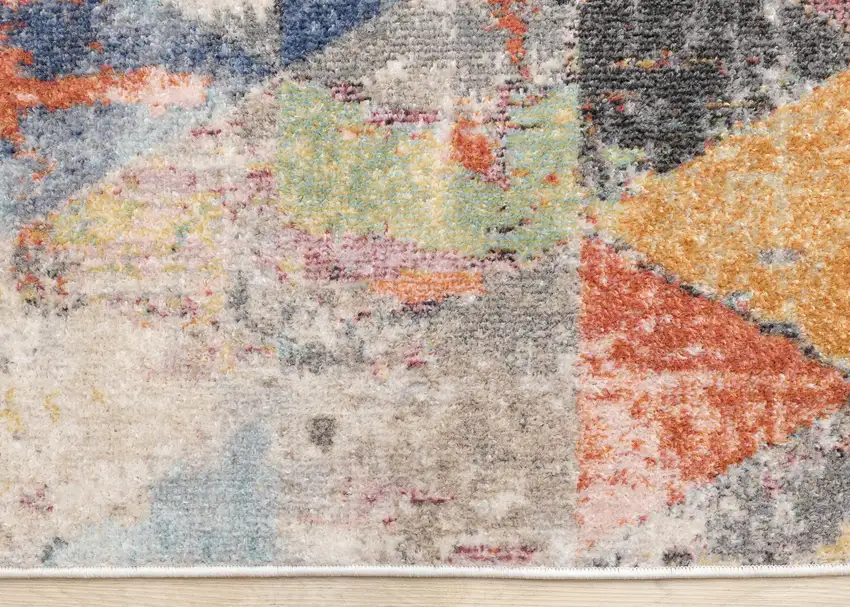 Gray Pink And Blue Geometric Area Rug Photo 9