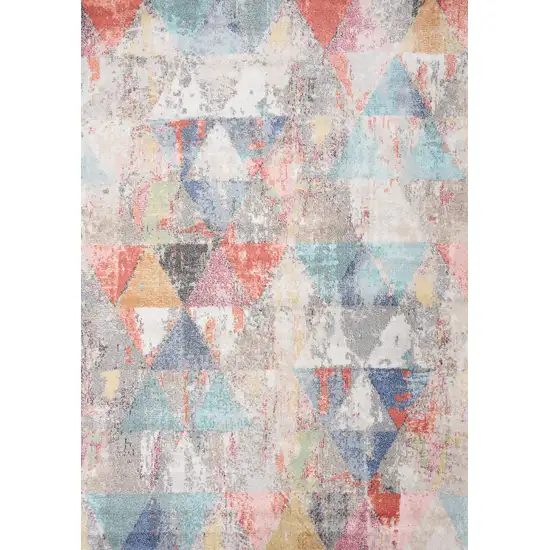 Gray Pink And Blue Geometric Area Rug Photo 5