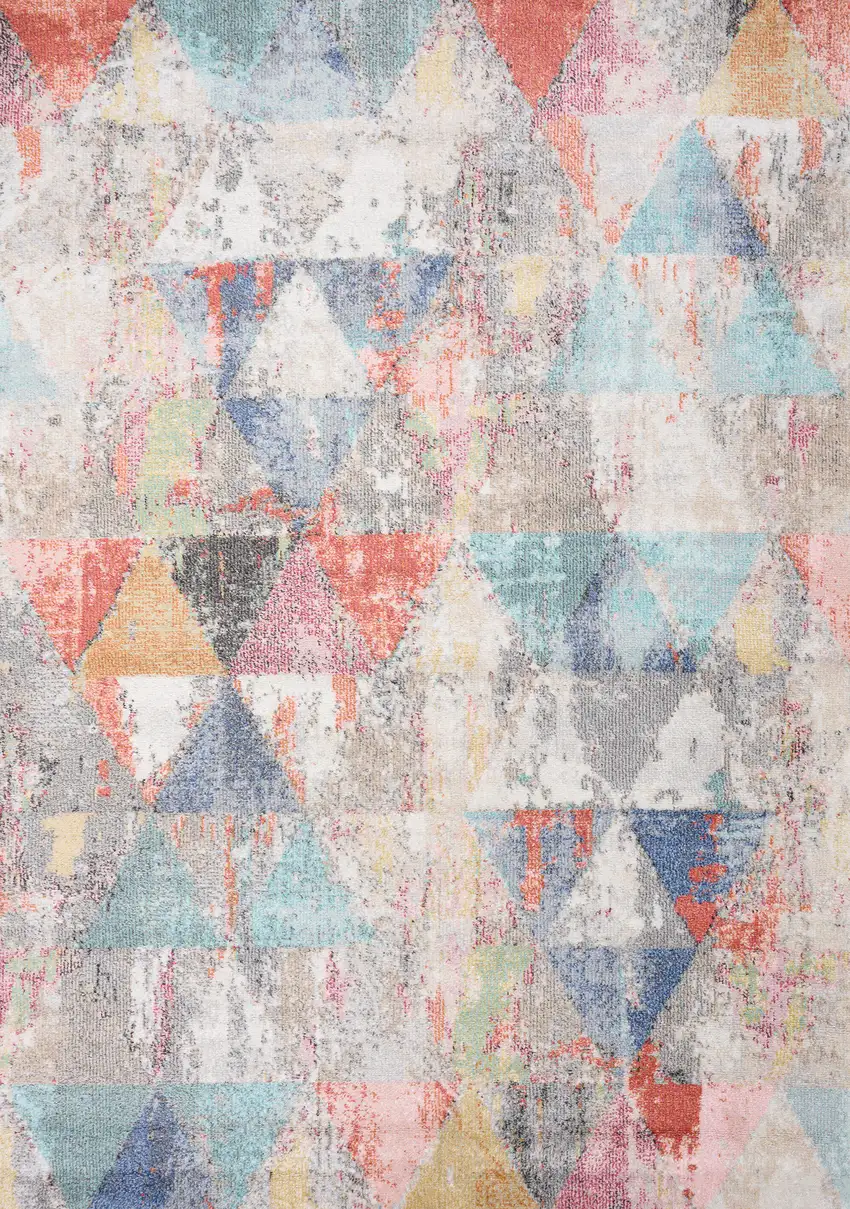 Gray Pink And Blue Geometric Area Rug Photo 5
