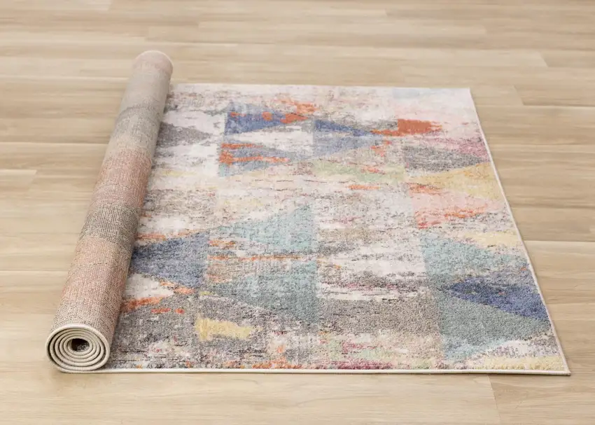 Gray Pink And Blue Geometric Area Rug Photo 8