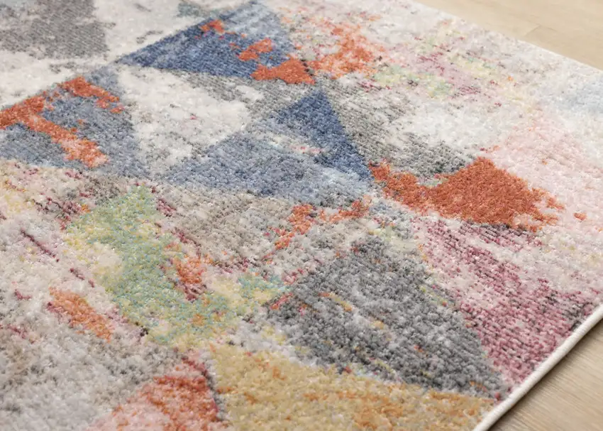 Gray Pink And Blue Geometric Area Rug Photo 8