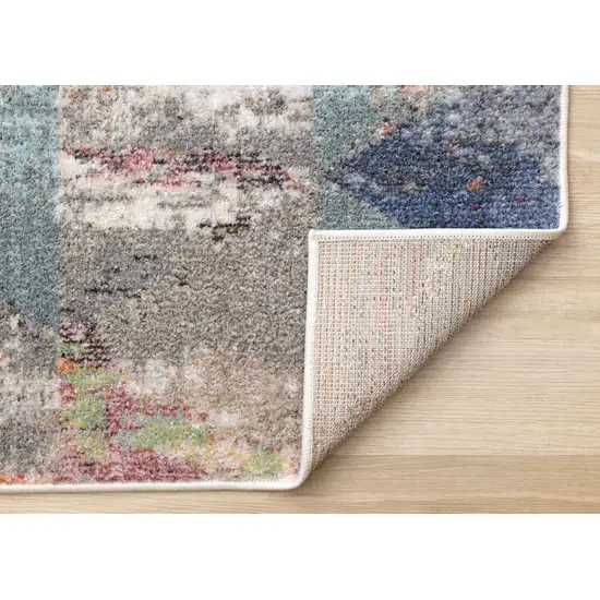 Gray Pink And Blue Geometric Area Rug Photo 9
