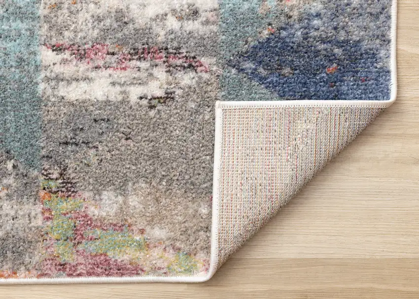 Gray Pink And Blue Geometric Area Rug Photo 9