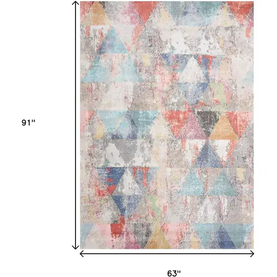 Gray Pink And Blue Geometric Area Rug Photo 3