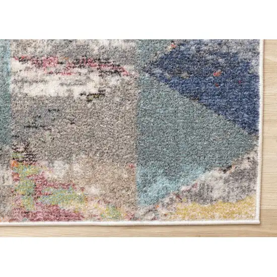 Gray Pink And Blue Geometric Area Rug Photo 8
