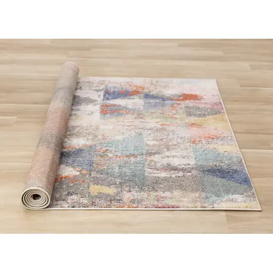 Gray Pink And Blue Geometric Area Rug Photo 9