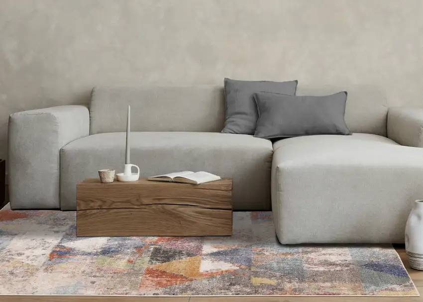 Gray Pink And Blue Geometric Area Rug Photo 6