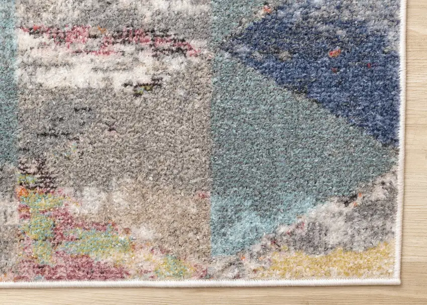 Gray Pink And Blue Geometric Area Rug Photo 9