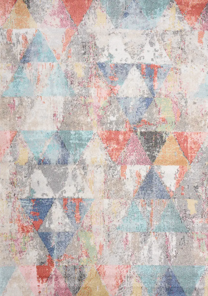 Gray Pink And Blue Geometric Area Rug Photo 2