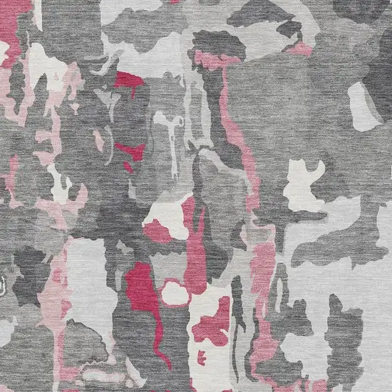 Gray Pink And Ivory Abstract Washable Area Rug With UV Protection Photo 2
