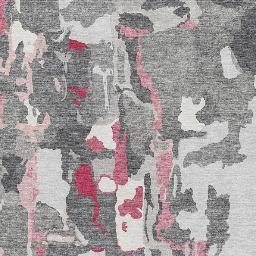 Gray Pink And Ivory Abstract Washable Area Rug With UV Protection Photo 2