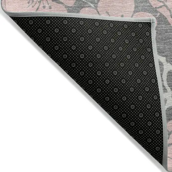 Gray Pink And Ivory Floral Washable Indoor Outdoor Area Rug Photo 4