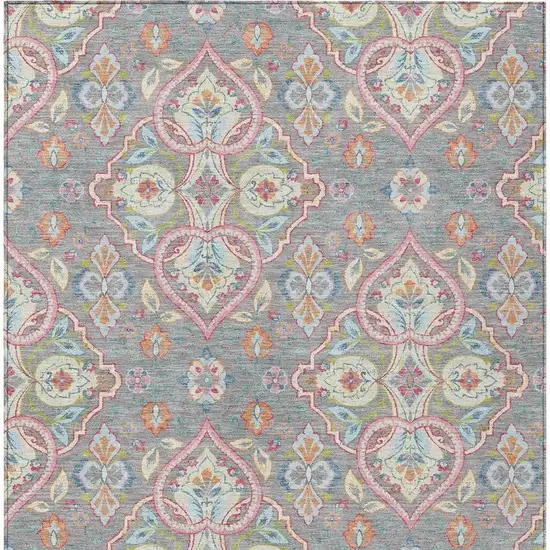 Gray Pink And Ivory Ogee Washable Indoor Outdoor Area Rug Photo 4