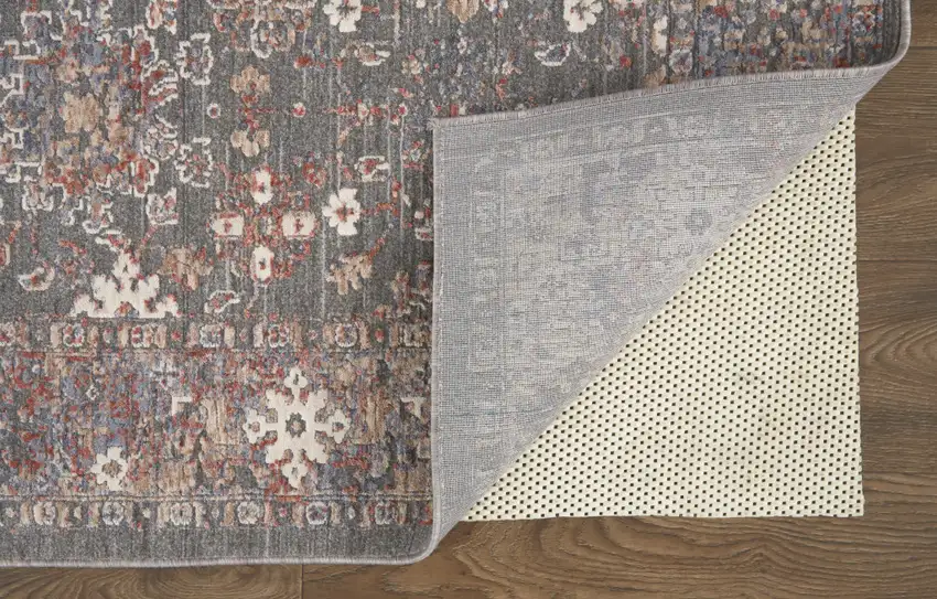 Gray Pink And Red Floral Power Loom Area Rug Photo 4