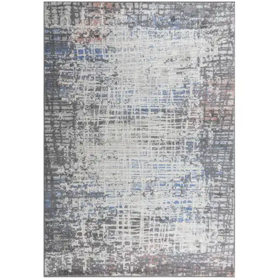Gray Pink Blue Ivory And Black Abstract Area Rug Photo 2