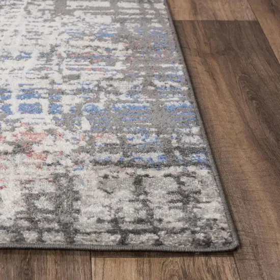 Gray Pink Blue Ivory And Black Abstract Area Rug Photo 1