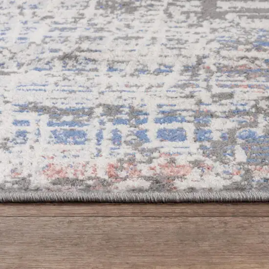 Gray Pink Blue Ivory And Black Abstract Area Rug Photo 4
