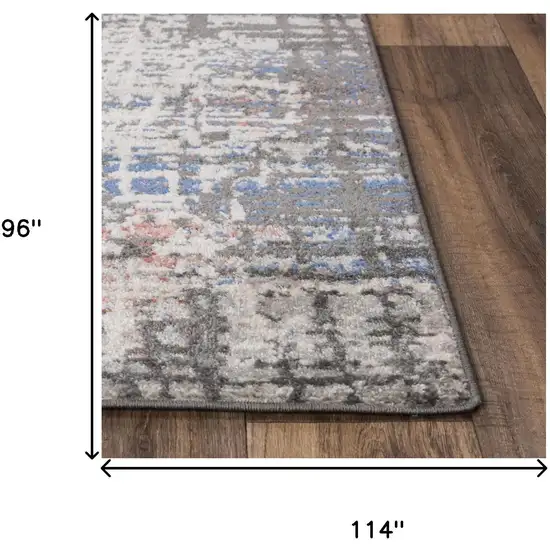 Gray Pink Blue Ivory And Black Abstract Area Rug Photo 5