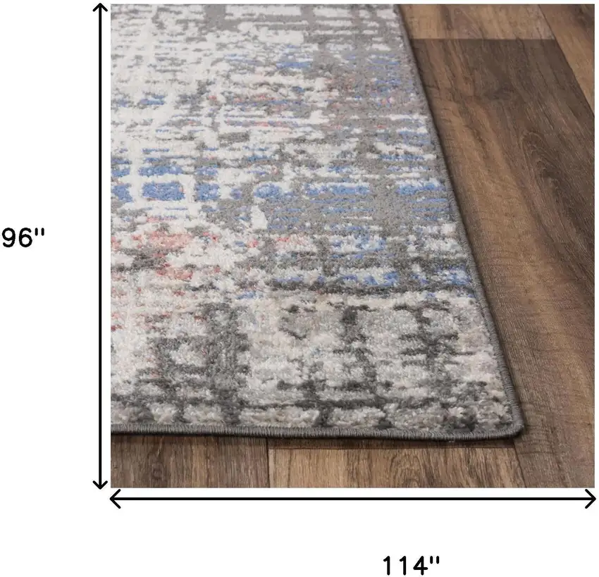 Gray Pink Blue Ivory And Black Abstract Area Rug Photo 5