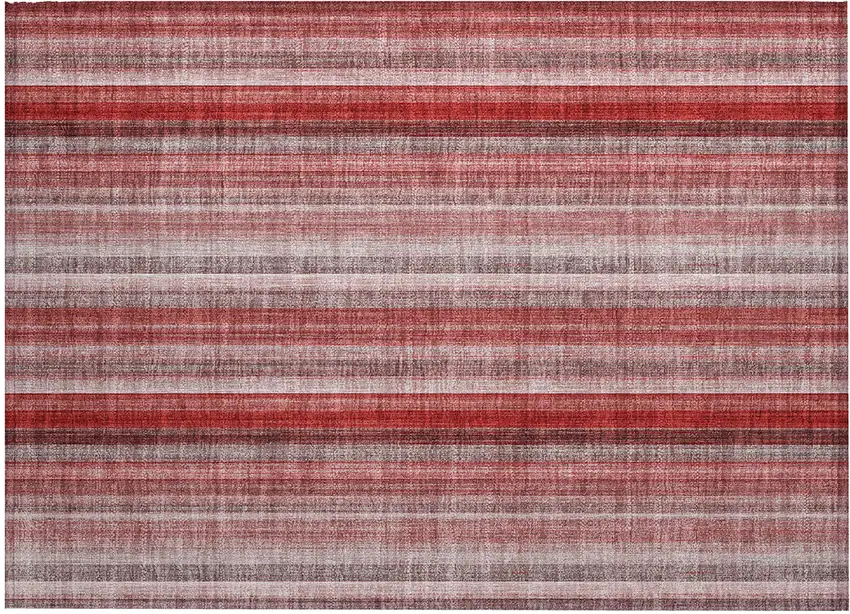 Gray Pink and Red Striped Washable Non Skid Indoor Outdoor Area Rug Photo 2