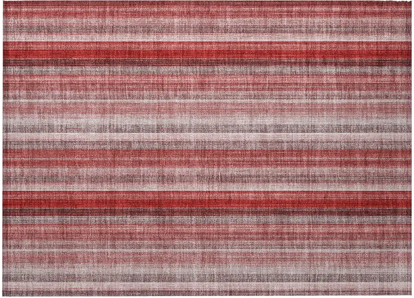 Gray Pink and Red Striped Washable Non Skid Indoor Outdoor Area Rug Photo 4