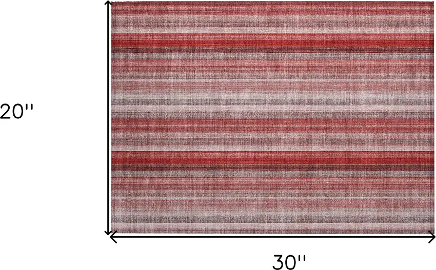 Gray Pink and Red Striped Washable Non Skid Indoor Outdoor Area Rug Photo 3
