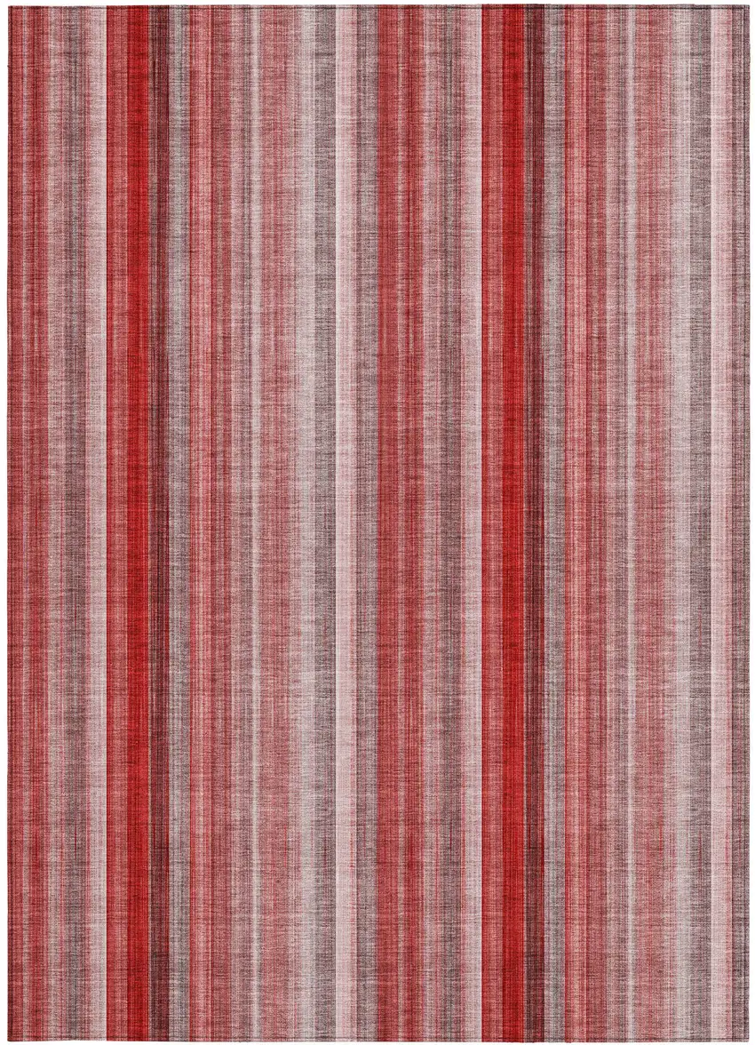 Gray Pink and Red Striped Washable Non Skid Indoor Outdoor Area Rug Photo 4