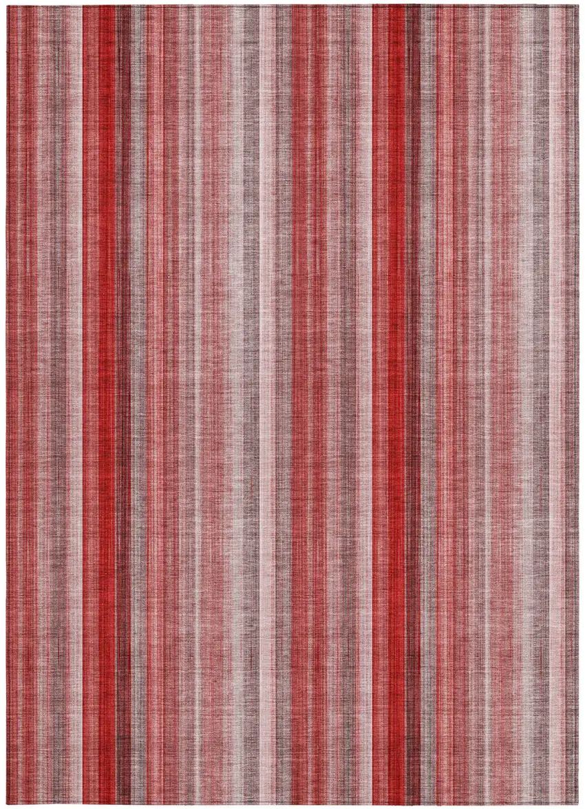 Gray Pink and Red Striped Washable Non Skid Indoor Outdoor Area Rug Photo 5