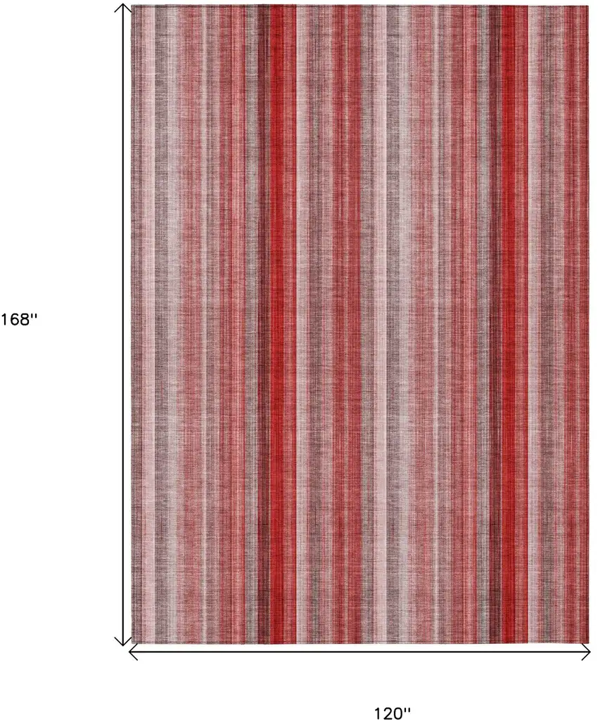 Gray Pink and Red Striped Washable Non Skid Indoor Outdoor Area Rug Photo 3