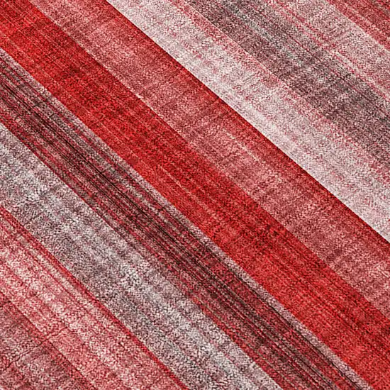 Gray Pink and Red Striped Washable Non Skid Indoor Outdoor Area Rug Photo 8
