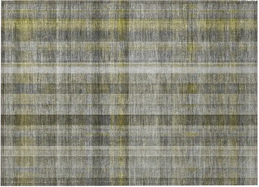 Gray Plaid Washable Non Skid Indoor Outdoor Area Rug Photo 4