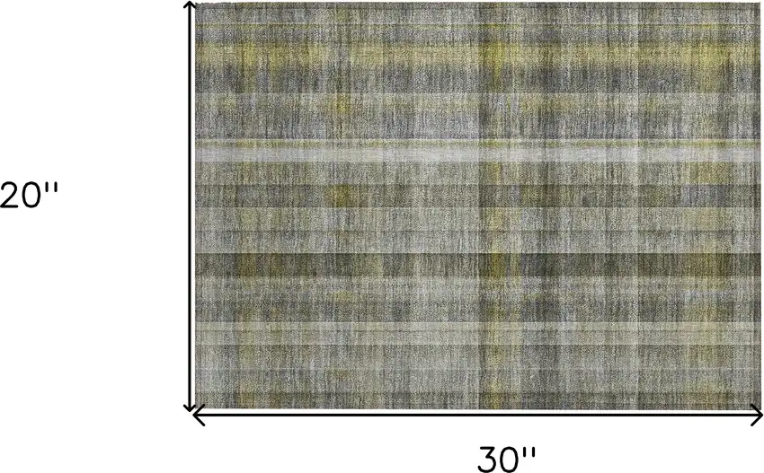 Gray Plaid Washable Non Skid Indoor Outdoor Area Rug Photo 3