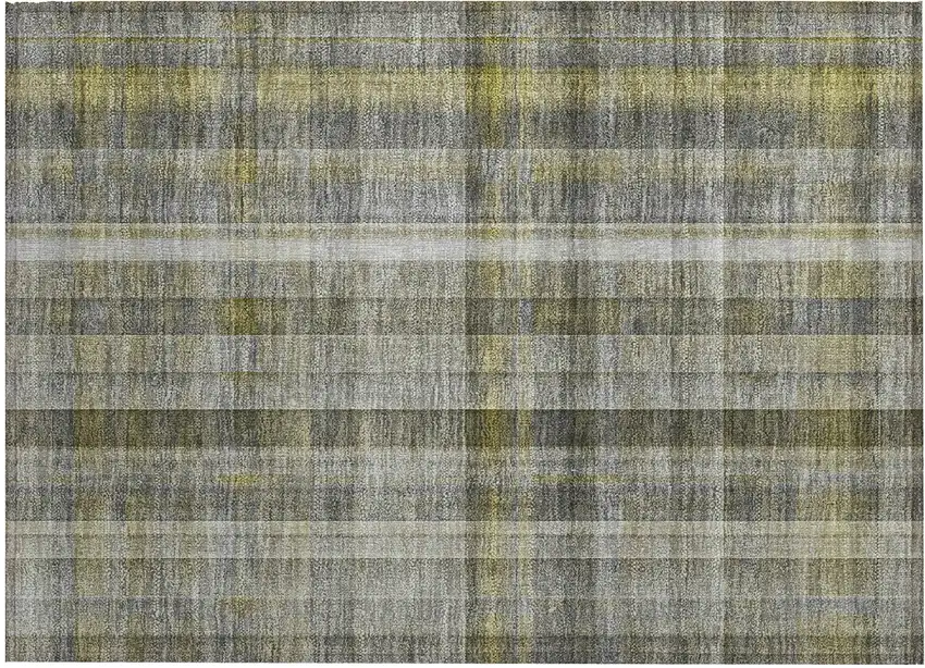 Gray Plaid Washable Non Skid Indoor Outdoor Area Rug Photo 2