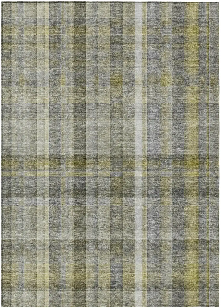 Gray Plaid Washable Non Skid Indoor Outdoor Area Rug Photo 2