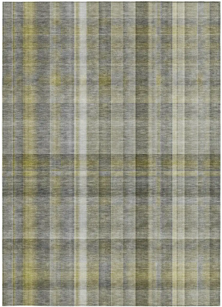 Gray Plaid Washable Non Skid Indoor Outdoor Area Rug Photo 4