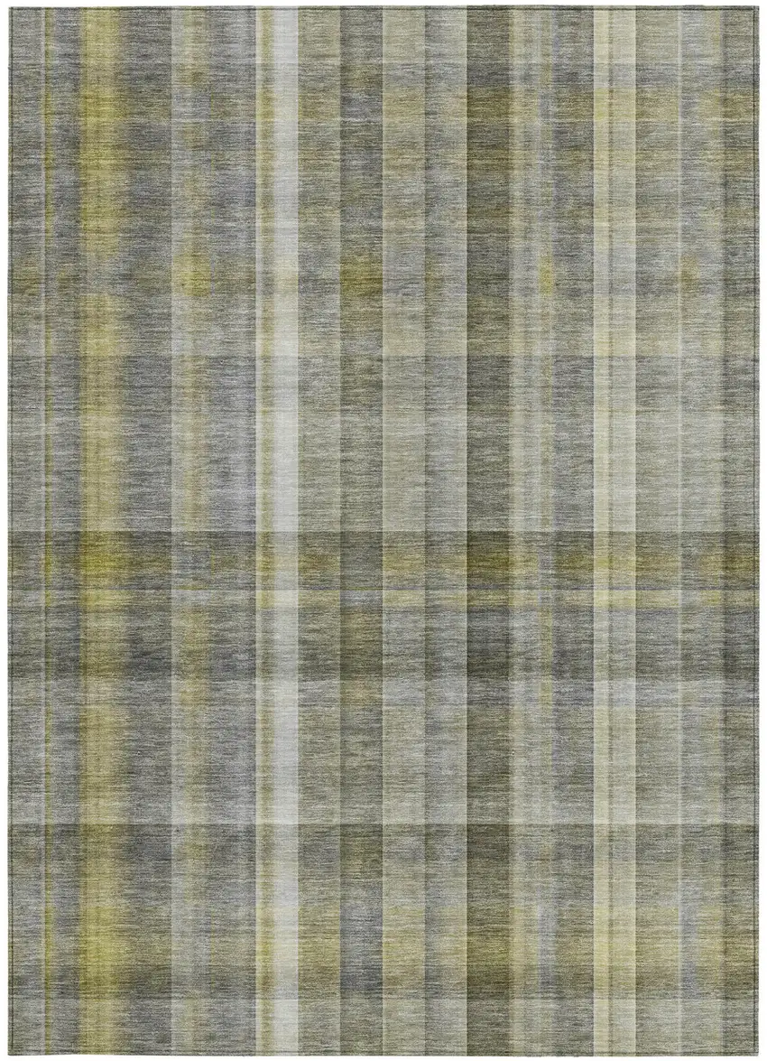 Gray Plaid Washable Non Skid Indoor Outdoor Area Rug Photo 5