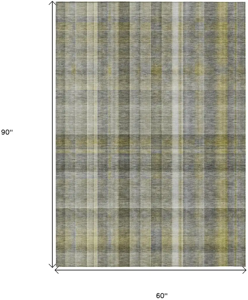 Gray Plaid Washable Non Skid Indoor Outdoor Area Rug Photo 3