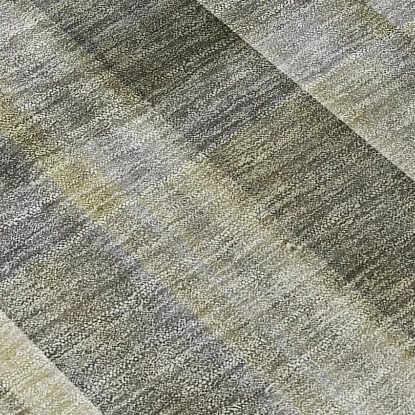 Gray Plaid Washable Non Skid Indoor Outdoor Area Rug Photo 8