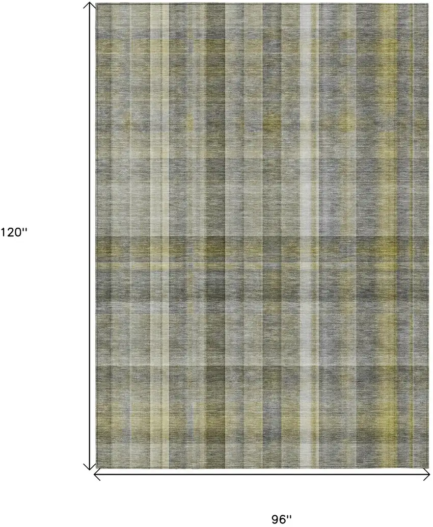 Gray Plaid Washable Non Skid Indoor Outdoor Area Rug Photo 7