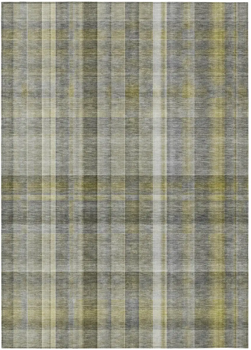Gray Plaid Washable Non Skid Indoor Outdoor Area Rug Photo 2